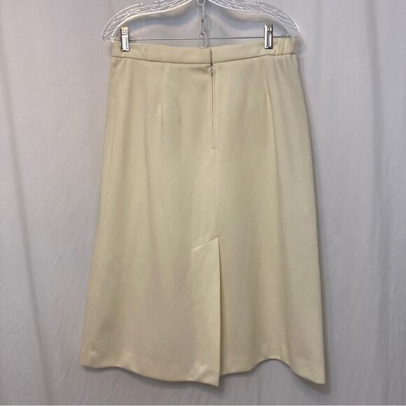 NWT Vintage Country Suburbans Ivory White Knee Length A-Line Back Slit Skirt - Picture 2 of 16